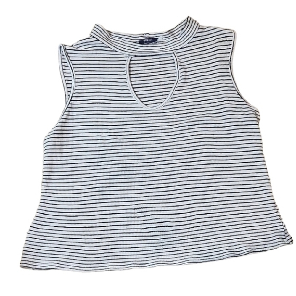 𝅺acemi Ribbed Striped Keyhole Front Top - Picture 3 of 5